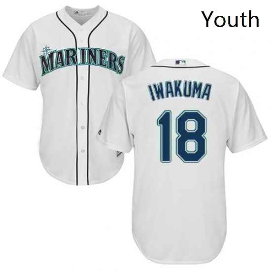Youth Majestic Seattle Mariners 18 Hisashi Iwakuma Replica White Home Cool Base MLB Jersey